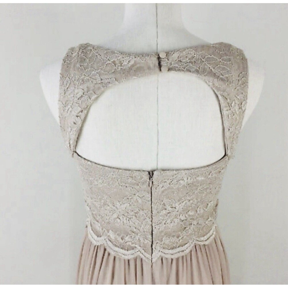 Nightway Champagne Lace Formal Empire Elegant Prom Wedding Dress Gown Size 14P - Picture 4 of 14